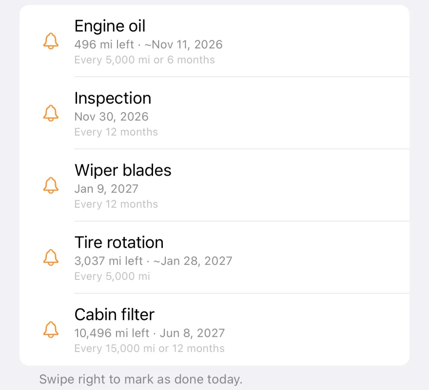 Never miss an oil change
